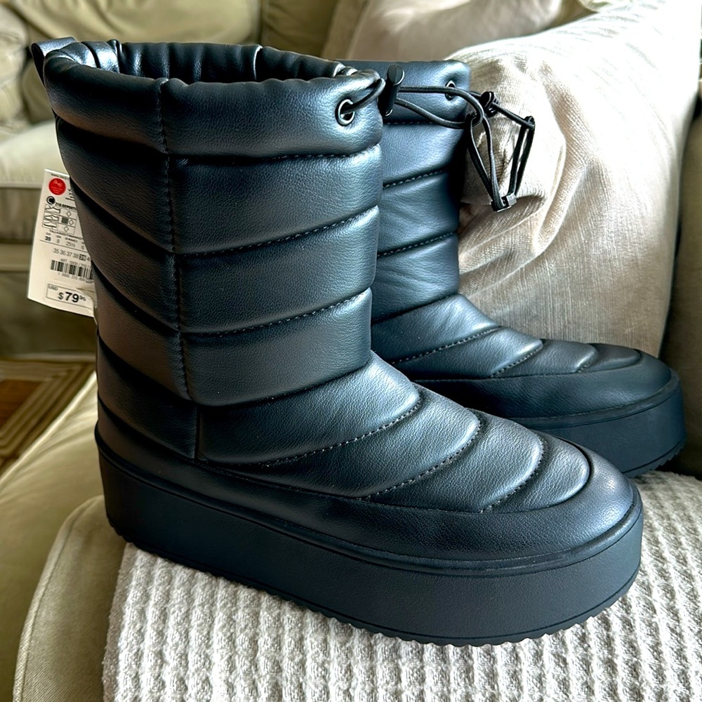 Zara black snow winter boots